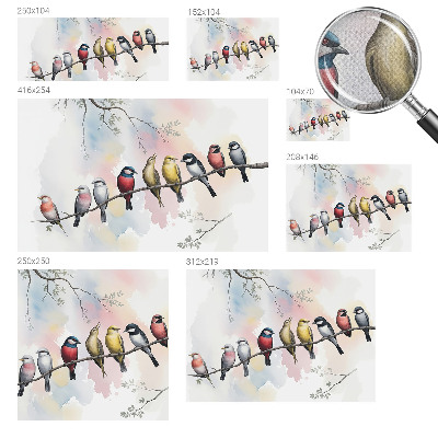 Mural de pared con estampado hermoso Pájaros en una rama