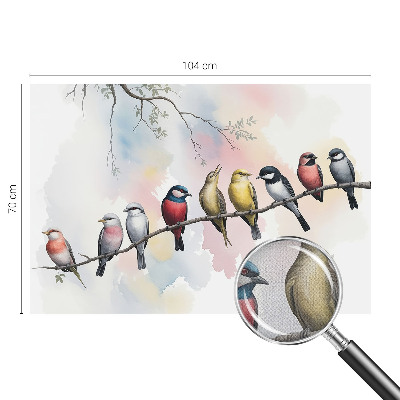 Mural de pared con estampado hermoso con el motivo de pájaros posados en una rama