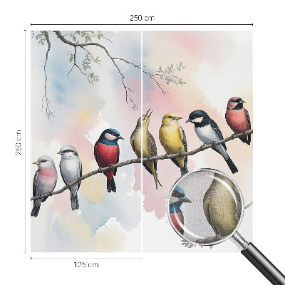 Mural de pared con estampado hermoso Pájaros en una rama