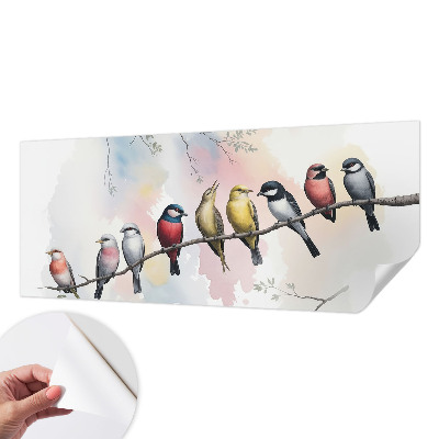 Mural de pared con estampado hermoso con el motivo de pájaros posados en una rama