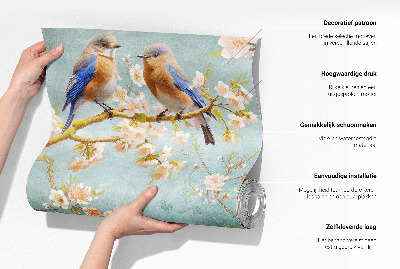 Mural de pared con estampado hermoso Pájaros en una rama