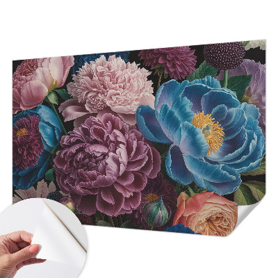 Papel mural texturado decorativo con un diseño de flores coloridas