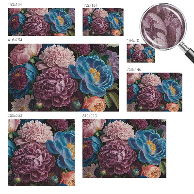 Papel mural texturado decorativo Flores coloridas