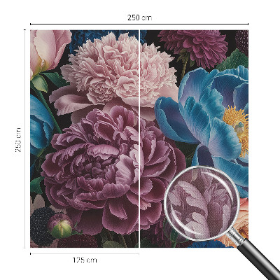 Papel mural texturado decorativo Flores coloridas