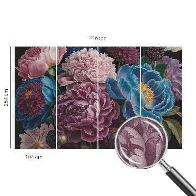 Papel mural texturado decorativo Flores coloridas