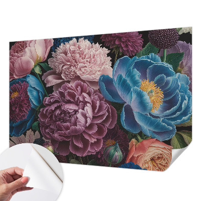 Papel mural texturado decorativo con un diseño de flores coloridas