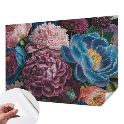 Papel mural texturado decorativo con un diseño de flores coloridas