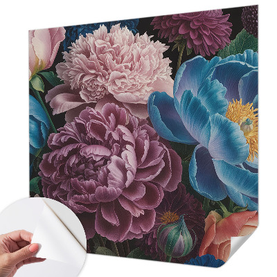 Papel mural texturado decorativo con un diseño de flores coloridas
