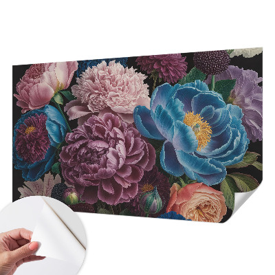 Papel mural texturado decorativo con un diseño de flores coloridas