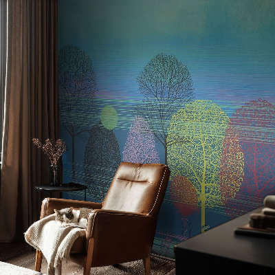 Mural de pared con estampado hermoso en tonos armoniosos y colores vivos
