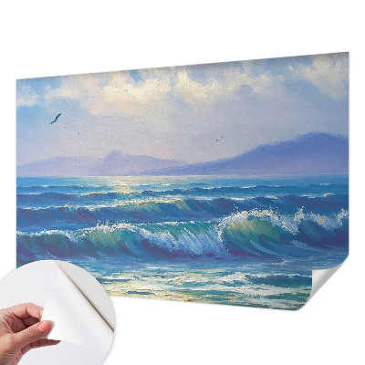 Fotomural decorativo para cabecero de cama con motivo de olas del mar