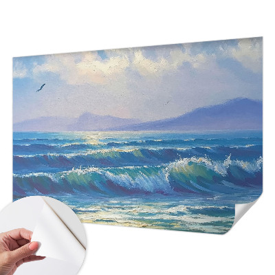 Fotomural decorativo para cabecero de cama con motivo de olas del mar