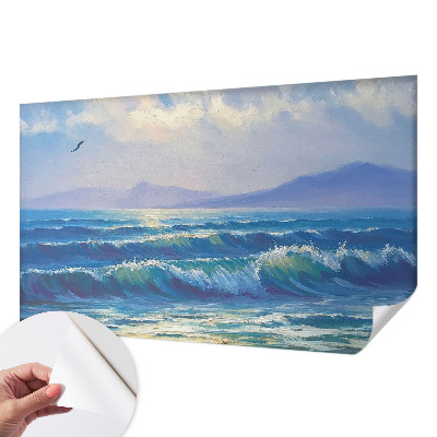 Fotomural decorativo para cabecero de cama con motivo de olas del mar