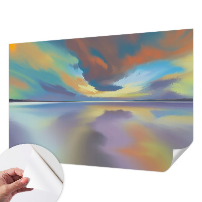 Papel mural texturado decorativo con diseño de atardecer arcoíris