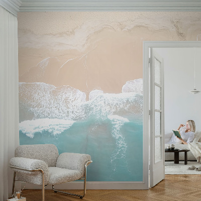 Mural de pared con estampado hermoso Olas rugientes