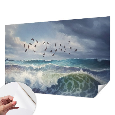 Papel mural con patrón decorativo con diseño de olas del mar