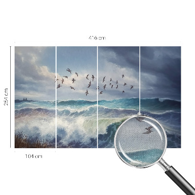 Papel mural con patrón decorativo con diseño de olas del mar