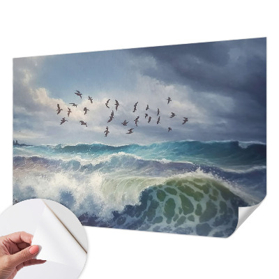 Papel mural con patrón decorativo con diseño de olas del mar