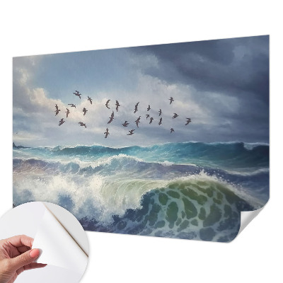 Papel mural con patrón decorativo con diseño de olas del mar