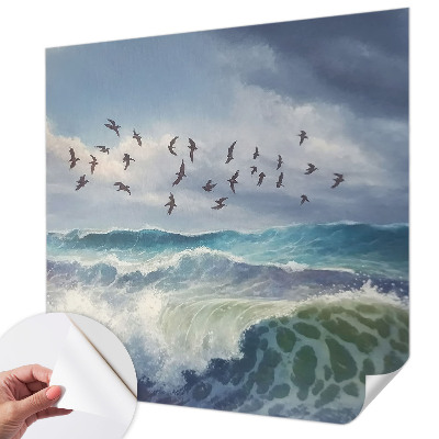 Papel mural con patrón decorativo con diseño de olas del mar