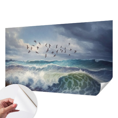 Papel mural con patrón decorativo con diseño de olas del mar
