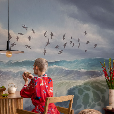 Papel mural con patrón decorativo olas del mar