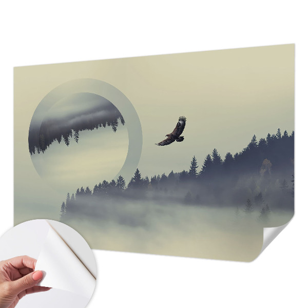 Mural de pared con estampado hermoso paisaje forestal