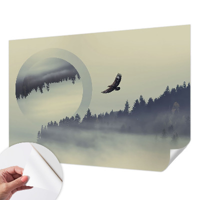 Mural de pared con estampado hermoso paisaje forestal