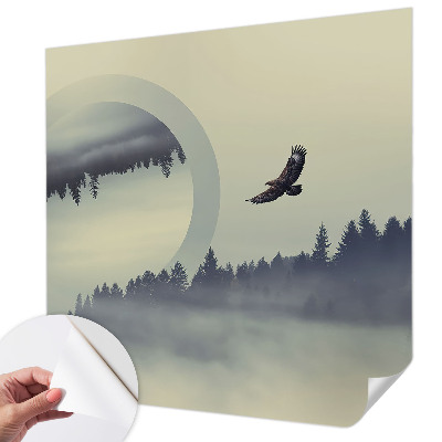 Mural de pared con estampado hermoso paisaje forestal