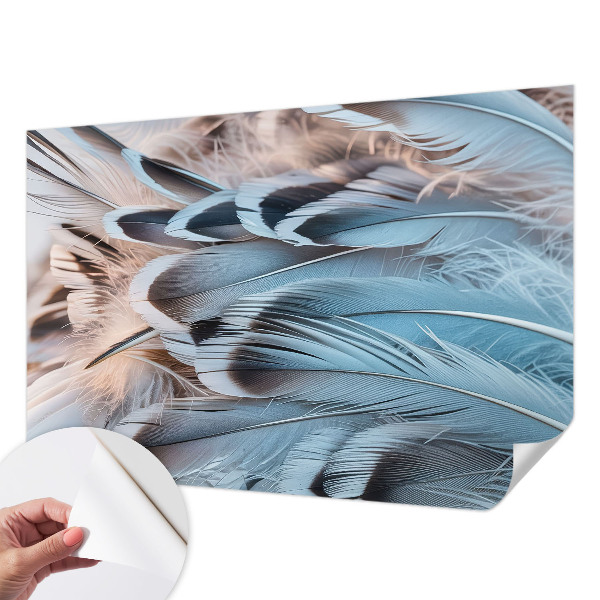 Papel mural con patrón decorativo plumas azules