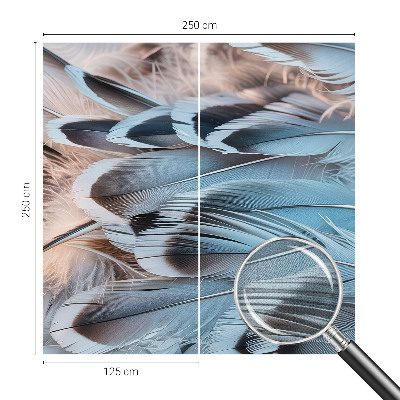 Papel mural con patrón decorativo plumas azules