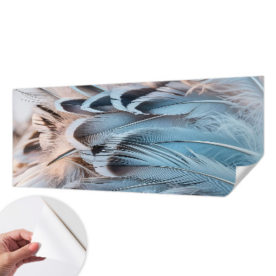 Papel mural con patrón decorativo plumas azules