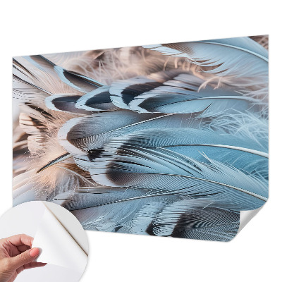 Papel mural con patrón decorativo plumas azules