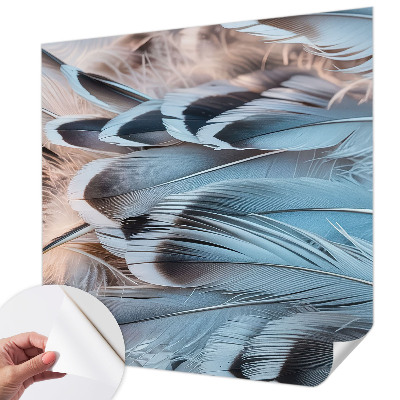 Papel mural con patrón decorativo plumas azules