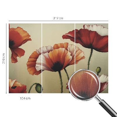 Papel mural texturado decorativo con diseño de amapolas alegres