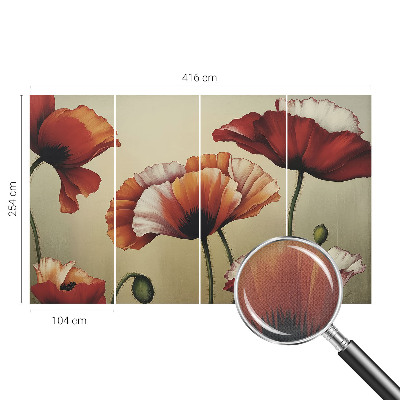 Papel mural texturado decorativo con diseño de amapolas alegres