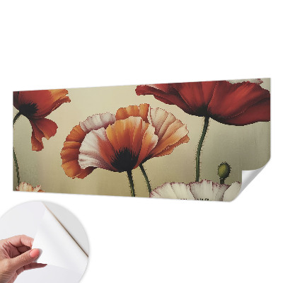Papel mural texturado decorativo con diseño de amapolas alegres