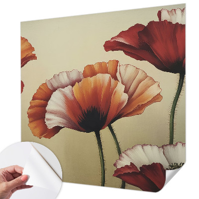 Papel mural texturado decorativo con diseño de amapolas alegres
