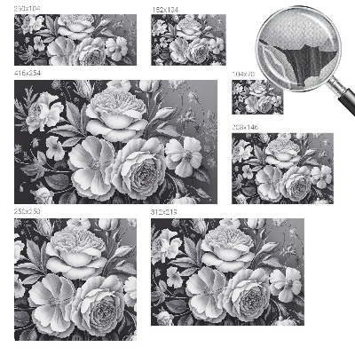Fotomural decorativo para cabecero de cama con diseño de flores grises