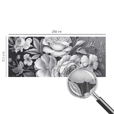 Fotomural decorativo para cabecero de cama con diseño de flores grises