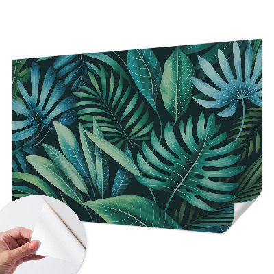 Mural de pared con estampado hermoso hojas tropicales
