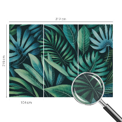 Mural de pared con estampado hermoso hojas tropicales