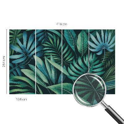 Mural de pared con estampado hermoso hojas tropicales