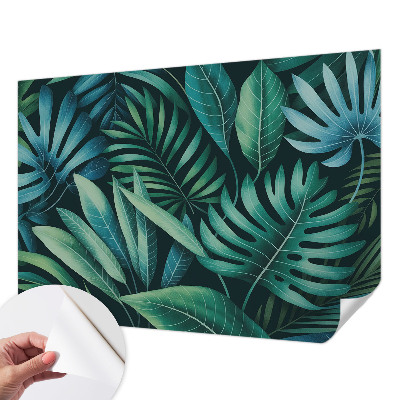 Mural de pared con estampado hermoso hojas tropicales
