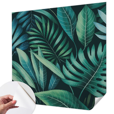 Mural de pared con estampado hermoso hojas tropicales