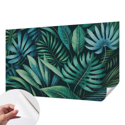 Mural de pared con estampado hermoso hojas tropicales