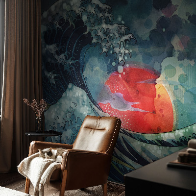 Papel mural texturado decorativo Oriente oceánico