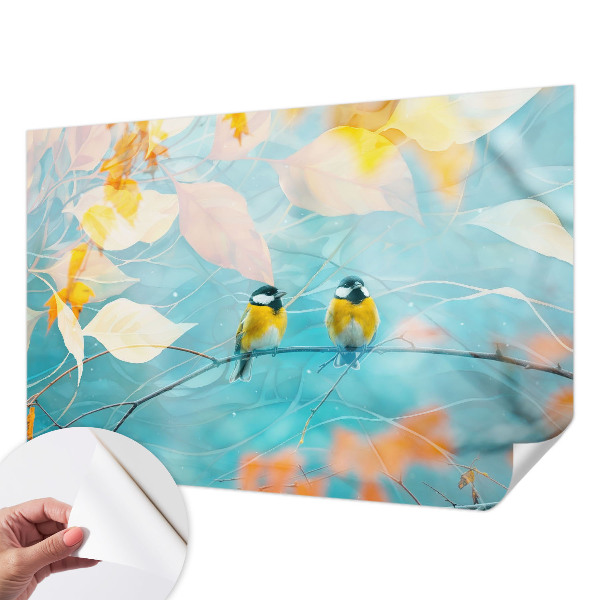 Fotomural decorativo para cabecero de cama con estampado de aves de primavera