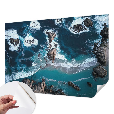 Papel mural con patrón decorativo con motivo de olas del océano