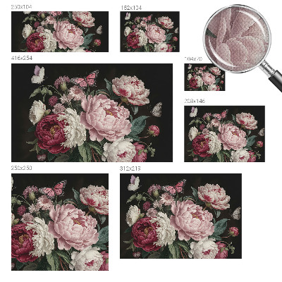 Papel mural texturado decorativo Peonías y mariposas